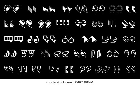 Abstract Set Collection Black Quotemarks Speech Punctuation Excerpt Remarks Icons Vector Design Style