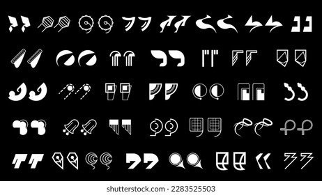 Abstract Set Collection Black Quotemarks Speech Punctuation Excerpt Remarks Icons Vector Design Style