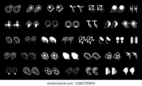 Abstract Set Collection Black Quotemarks Speech Punctuation Excerpt Remarks Icons Vector Design Style