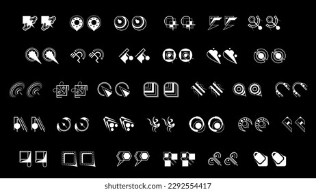 Abstract Set Collection Black Quotemarks Speech Punctuation Excerpt Remarks Icons Vector Design Style