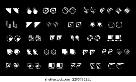 Abstract Set Collection Black Quotemarks Speech Punctuation Excerpt Remarks Icons Vector Design Style