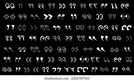 Abstract Set Collection Black Quotemarks Speech Punctuation Excerpt Remarks Icons Vector Design Style