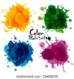 Abstract set color blots. Vector background.