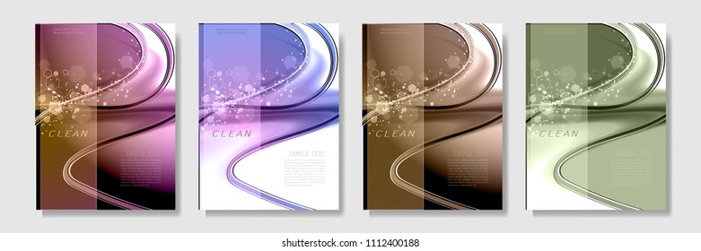 Abstract set color cool dynamic backgrounds. Vector frame with glowing fibers