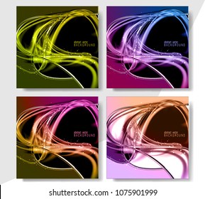 Abstract set color dynamic background. Expressive vector frame with contrast glowing fibers 