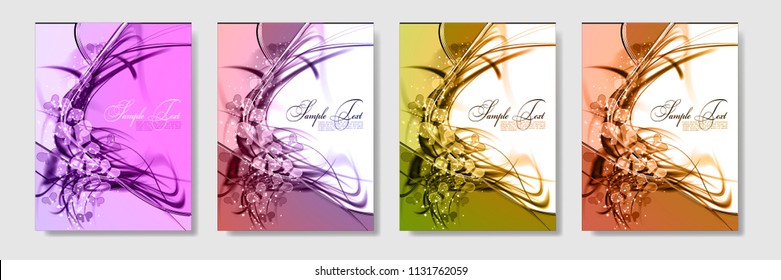 Abstract set color festive dynamic backgrounds. Expressive cool vector frame with contrast glowing fibers and butterfly.