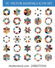abstract set of colorful floral pattern concentric mandala icon design collection
