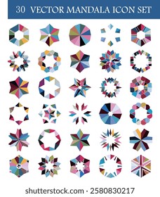 abstract set of colorful floral pattern concentric mandala icon design collection