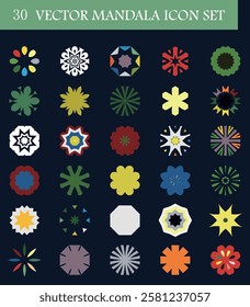 abstract set of colorful floral pattern concentric mandala icon design collection