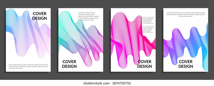 Abstract set of colorful gradient, wavy line shapes for Brochure, Flyer, Poster, Leaflet, Book cover, etc. Vector Illustration