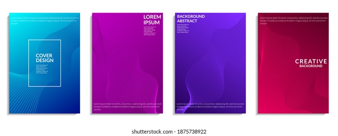 Abstract set of colorful gradient, wavy line geometric shapes for Brochure, Flyer, Poster, Leaflet, Book cover, etc. Vector Illustration