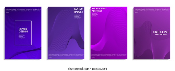 Abstract set of colorful gradient, wavy line geometric shapes for Brochure, Flyer, Poster, Leaflet, Book cover, etc. Vector Illustration