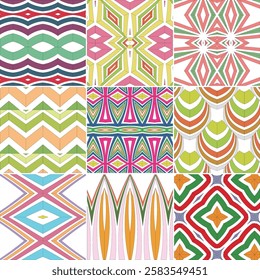 abstract set of colors geometric seamless pattern for textile tile design element backgroun collection