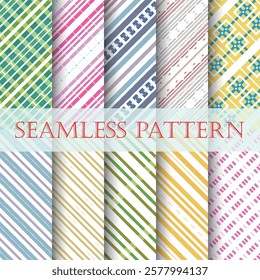 abstract set colors line pattern stripes Tartan textured seamless pattern textile design background collection