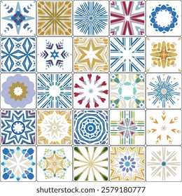 abstract set colors mandala floral pattern texture background collection