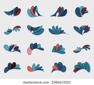 abstract set of colors minimalism wavy floral pattern design icon symbol collection