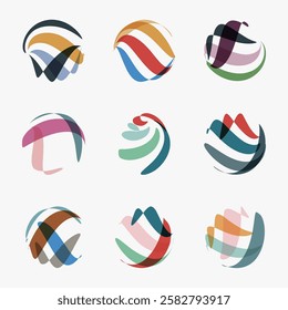 abstract set of colors Sphere pattern business icon symbol design collection