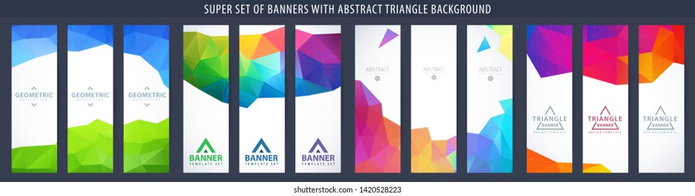 abstract set of conceptual vector vertical banner with polygon background pattern for design abstract water group rainbow colourful background scene pile colorful right sky performance modern site bus