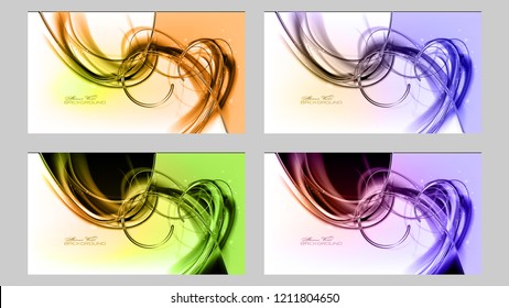 Abstract set contrast color clean dynamic backgrounds. Expressive vector frame with glowing fibers.
