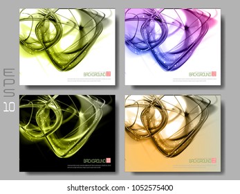 
Abstract set contrast color cool dynamic backgrounds. Expressive vector frame with glowing fibers.