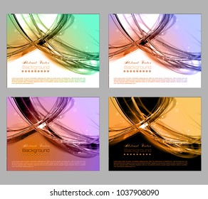 Abstract set contrast color dynamic backgrounds. Expressive cool vector frame with glowing fibers.