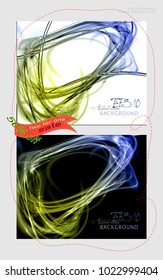 Abstract set contrast dynamic backgrounds. Expressive cool vector frame with glowing fibers.