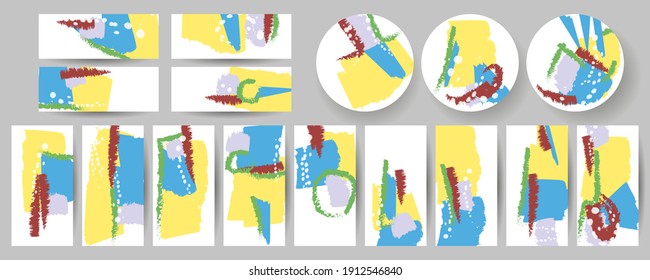 Abstract Set creative backgrounds for social media templates. Pastel art colors. Stock vector graphics