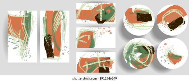 Abstract Set creative backgrounds for social media templates. Pastel art colors. Stock vector graphics