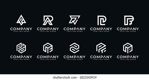 Abstract set of creative letter monogram logo design template.