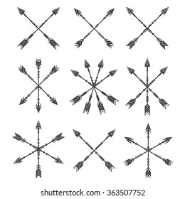 Set Illustrations Ancient Crossed Arrows Native Stock Vector (Royalty ...