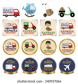 abstract set of delivery objects on a white background