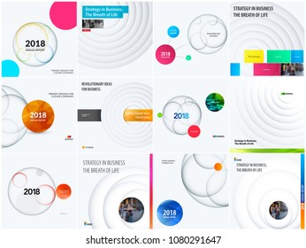 Abstract set design of colourful vector elements for modern background with circles shadows for business branding.