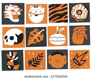 Abstract set of different patches and stickers.  Vector illustration. All elements are insulated