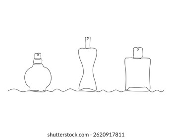 An abstract set of different toilet waters, continuous single one line art hand drawing sketch logo