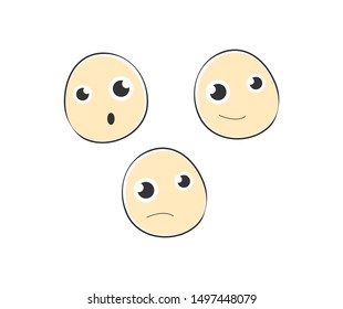 Abstract Set Emoticon Cute Face Sign Logo