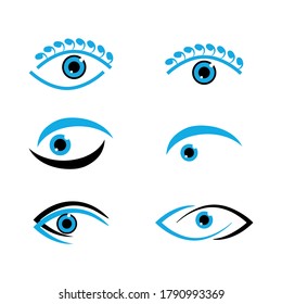 Abstract set of eyes. Open, winking and closed eyes. Branding Identity Corporate Eye Care vector logo design. Vector stock illustration.