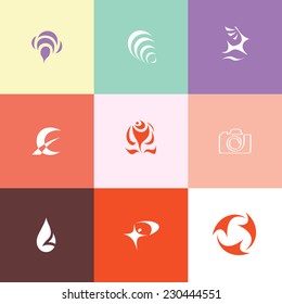 Abstract set. Flat color vector icons.