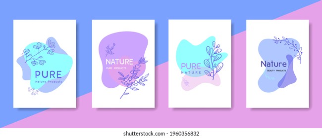 abstract set floral backgrounds for instagram posts. Vector templates in boho style with copy space for text