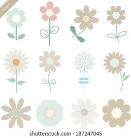 Abstract set  flowers background