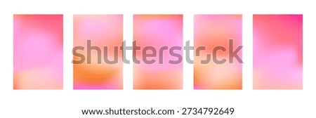 Abstract set of fluid vibrant wavy orange, red and pink mesh gradient backgrounds. Bright warm magenta, peach and yellow colors digital watercolor print for aesthetic business design, banner