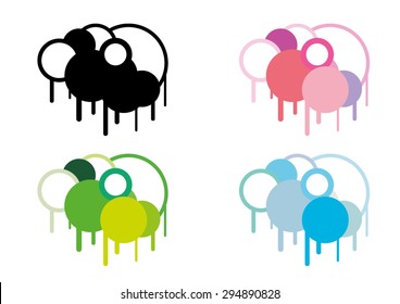 Abstract Set of Four Vector Color Raining Clouds