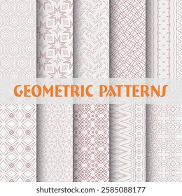 abstract set of geometric and line seamless pattern design background collection