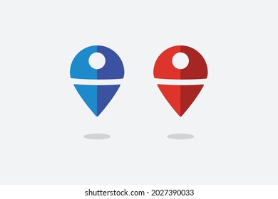 Abstract set with gps. Vector isolated symbol illustration. Red and blue vector gps marks. Abstract icon.