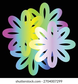 An abstract set of gradient flower line art