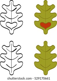 Abstract set of graphic oak leaves. Oak leaves