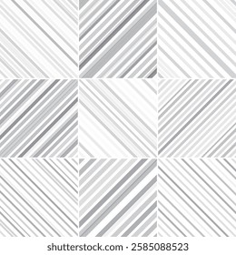 abstract set of gray stripe grids seamless pattern design background collection