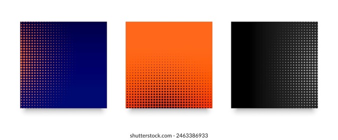 abstract set of halftone retro effect pattern background vector 