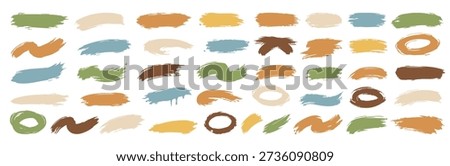 Abstract set of hand painted brush strokes in earthy pastel colors. Artistic paint textures and swashes for modern design, branding, posters, backgrounds, social media and creative projects.