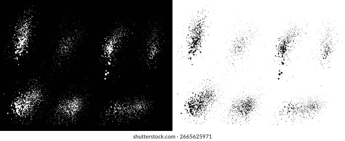 Abstract set of hand-painted splatter black and white vector paint ink grunge texture brush stroke blood background design