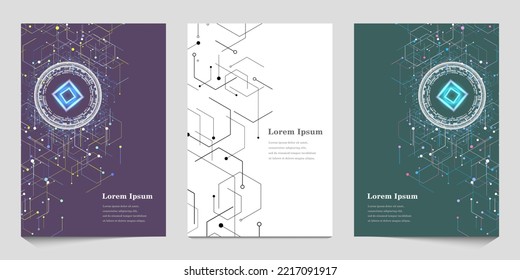 abstract set of hexagon, ai artificial intelligence, geometric background, scientific technology, futuristic concept